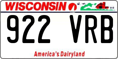 WI license plate 922VRB