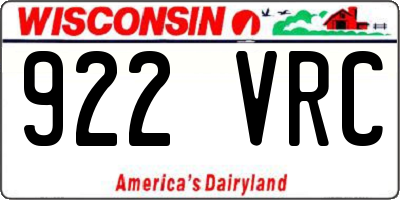 WI license plate 922VRC