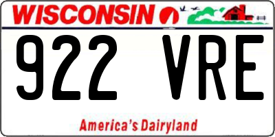 WI license plate 922VRE
