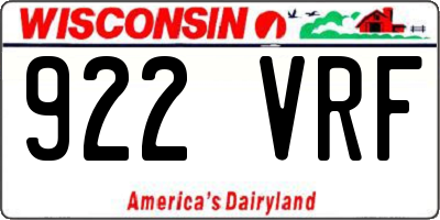 WI license plate 922VRF