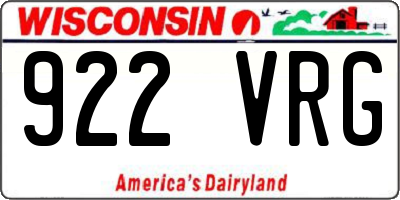 WI license plate 922VRG