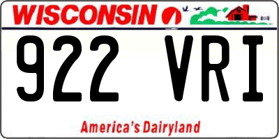 WI license plate 922VRI