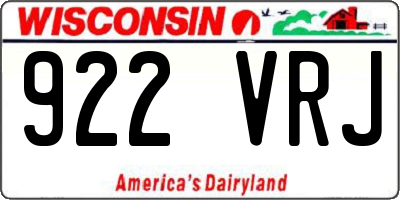 WI license plate 922VRJ