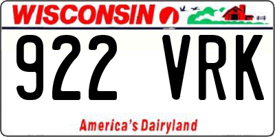 WI license plate 922VRK