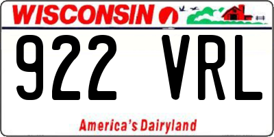 WI license plate 922VRL