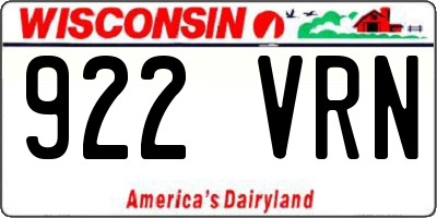 WI license plate 922VRN