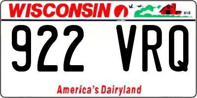 WI license plate 922VRQ