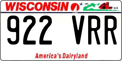 WI license plate 922VRR