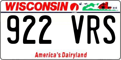 WI license plate 922VRS