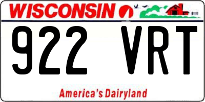 WI license plate 922VRT
