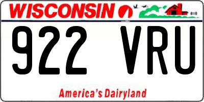 WI license plate 922VRU