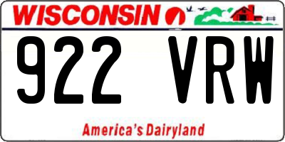 WI license plate 922VRW