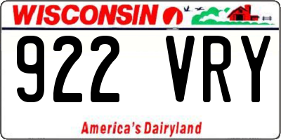 WI license plate 922VRY