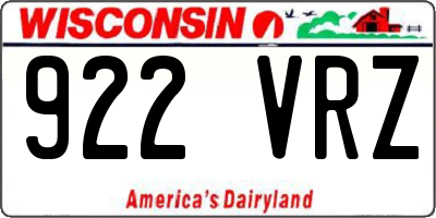 WI license plate 922VRZ