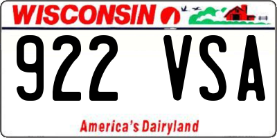 WI license plate 922VSA