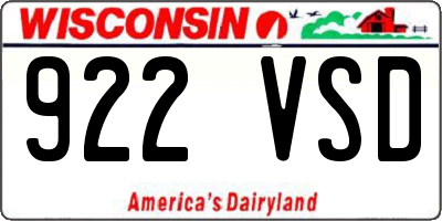 WI license plate 922VSD