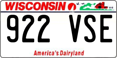 WI license plate 922VSE