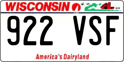 WI license plate 922VSF