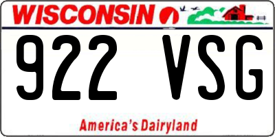WI license plate 922VSG