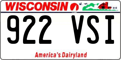 WI license plate 922VSI
