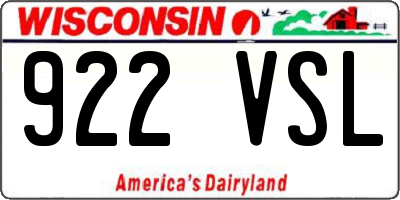 WI license plate 922VSL