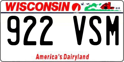 WI license plate 922VSM