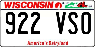 WI license plate 922VSO