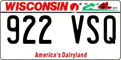WI license plate 922VSQ