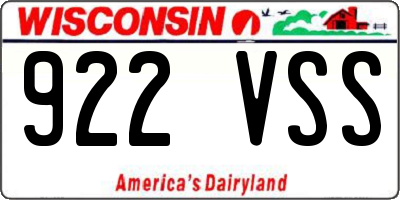 WI license plate 922VSS