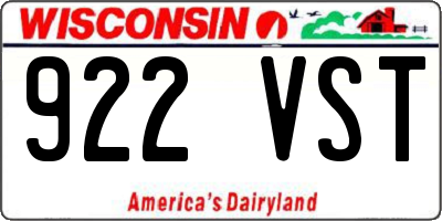 WI license plate 922VST