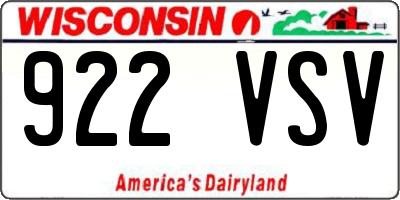 WI license plate 922VSV
