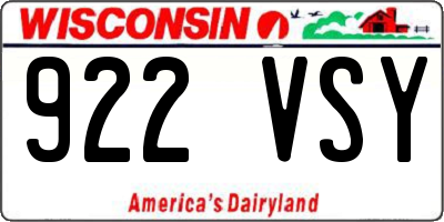WI license plate 922VSY