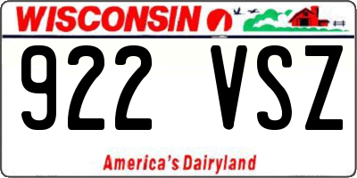 WI license plate 922VSZ