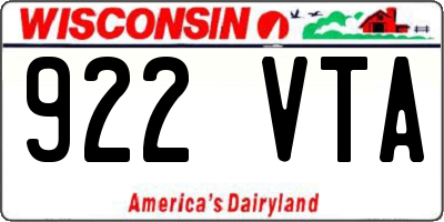 WI license plate 922VTA