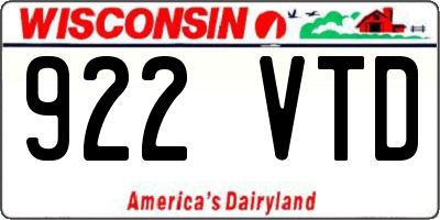 WI license plate 922VTD