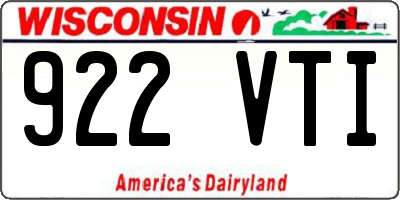 WI license plate 922VTI