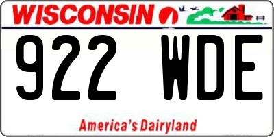 WI license plate 922WDE