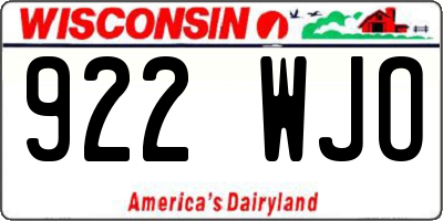 WI license plate 922WJO