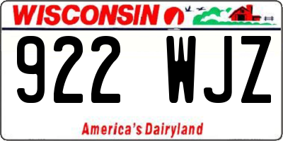 WI license plate 922WJZ