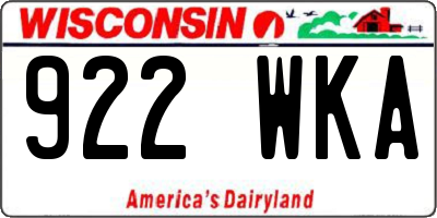 WI license plate 922WKA