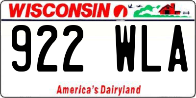 WI license plate 922WLA