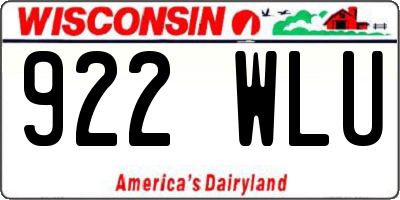 WI license plate 922WLU
