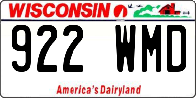 WI license plate 922WMD