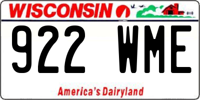 WI license plate 922WME
