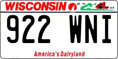WI license plate 922WNI