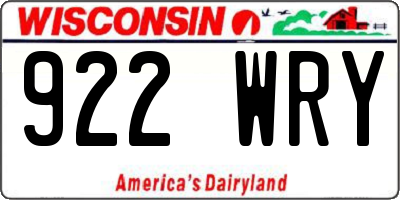 WI license plate 922WRY