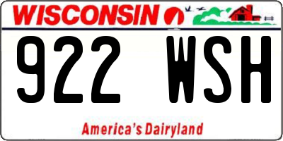 WI license plate 922WSH