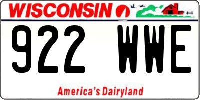 WI license plate 922WWE