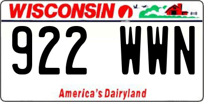 WI license plate 922WWN