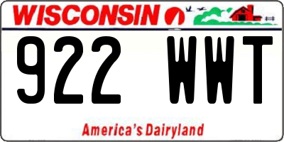 WI license plate 922WWT